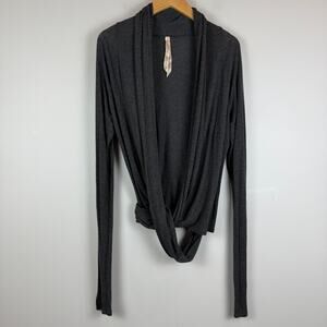 Bailey 44 Cardigan Women's M Gray Stretch Open Front Twist Long Sleeve Sweater